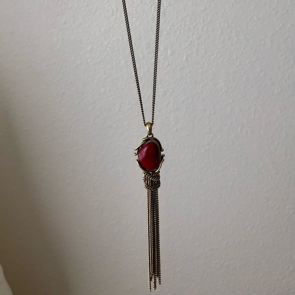 Lucky Brand Necklace w/ maroon pendant